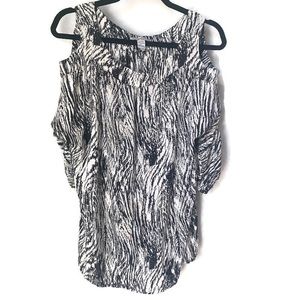 Poetry black and white cold shoulder blouse